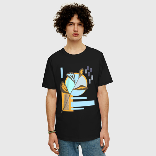 Мужская футболка хлопок Oversize с принтом Минималистский абстрактный рисунок, фото на моделе #1