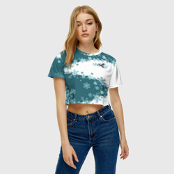 Женская футболка Crop-top 3D Сноуборд синяя - фото 2