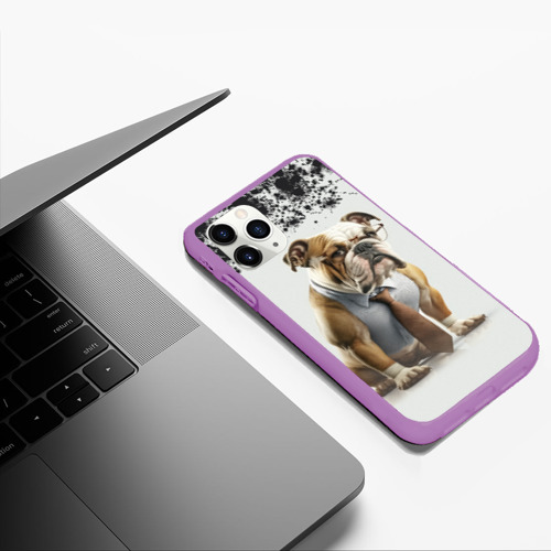 Чехол для iPhone 11 Pro Max матовый Профессор бульдог, цвет фиолетовый - фото 5