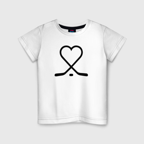 Детская футболка из хлопка с принтом Фанат хоккея, вид спереди №1