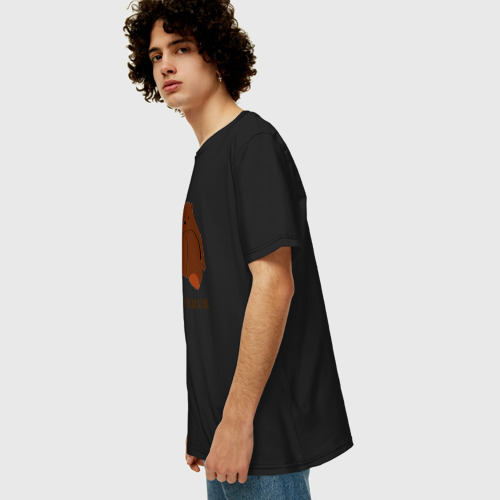 Мужская футболка хлопок Oversize с принтом Don't bear, вид сбоку #3
