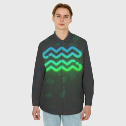 Мужская рубашка oversize 3D Водолей neon - фото 2