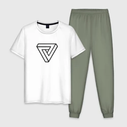 Мужская пижама с белой футболкой хлопок Чёрный треугольник бесконечности