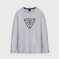 Женский лонгслив oversize хлопок Чёрный треугольник бесконечности