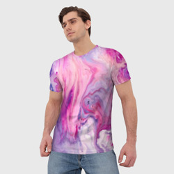 Мужская футболка 3D Разлитая смешанная краска - фото 2