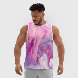 Мужская спортивная майка 3D Разлитая смешанная краска - фото 2