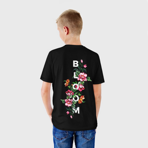 Детская футболка 3D с принтом Love bloom flowers, вид сзади #2