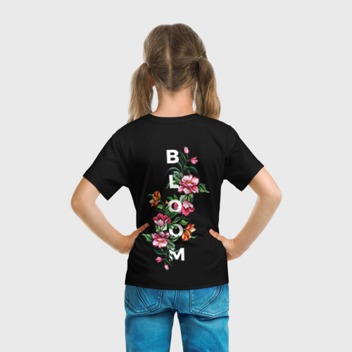Детская футболка 3D с принтом Love bloom flowers, вид сзади #2