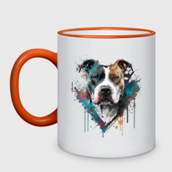 Питбуль: dogs give us love – Кружка двухцветная с принтом купить