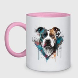 Кружка двухцветная Питбуль: dogs give us love