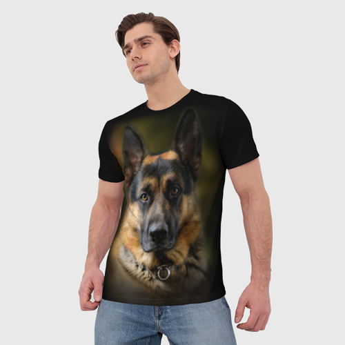 Мужская футболка 3D Немецкая овчарка, цвет 3D печать - фото 3