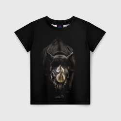 Детская футболка 3D Мощный носорог