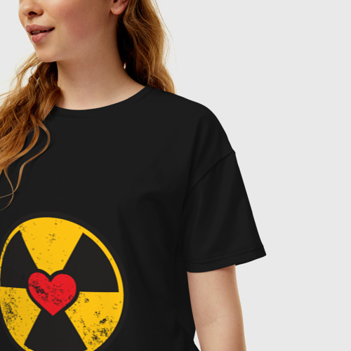 Женская футболка хлопок Oversize Радиация любви, цвет черный - фото 3