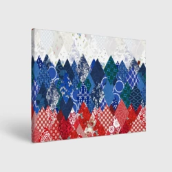 Холст прямоугольный Флаг России в стиле пэчворк