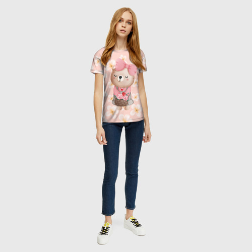 Женская футболка 3D Мишка с корзинкой, цвет 3D печать - фото 5
