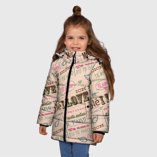 Зимняя куртка для девочек 3D Ретро дизайн про любовь - фото 3