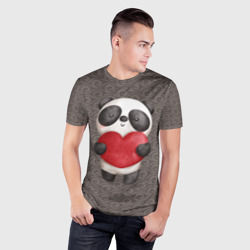 Мужская футболка 3D Slim Панда с сердечком - фото 2