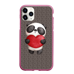 Чехол для iPhone 11 Pro Max матовый Панда с сердечком