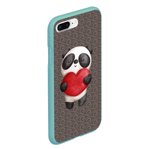 Чехол для iPhone 7Plus/8 Plus матовый Панда с сердечком, цвет мятный - фото 3