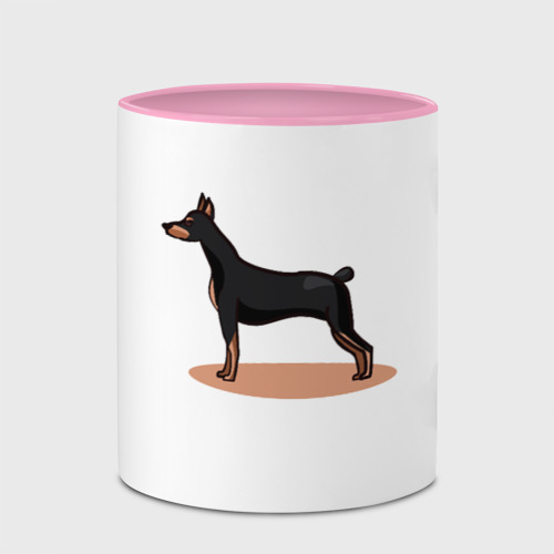 Кружка с полной запечаткой Собака Доберман, цвет белый + розовый - фото 4