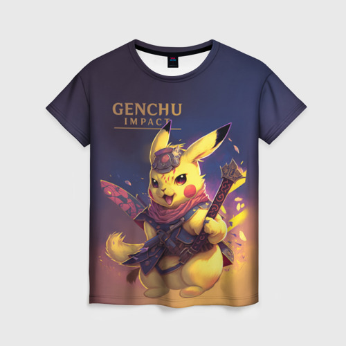 Женская футболка 3D с принтом Genchu Impact, вид спереди #2