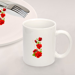 Набор: тарелка кружка с принтом Прекрасная Людмила - букет из роз для любого человека, вид спереди №2. Цвет основы: белый
