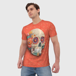 Мужская футболка 3D Череп в стиле квиллинга - фото 2