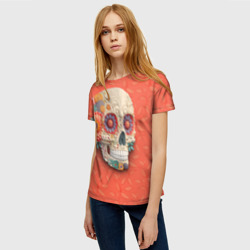 Женская футболка 3D Череп в стиле квиллинга - фото 2