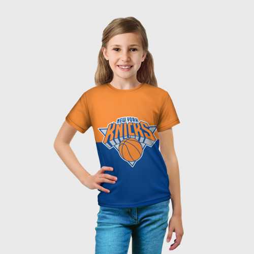 Детская футболка 3D с принтом Нью-Йорк Никс НБА, вид сбоку #3