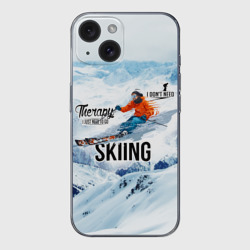 Чехол для iPhone 15 силиконовый с защитой камеры Горные лыжи спуск