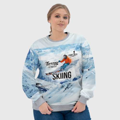 Женский свитшот 3D с принтом Горные лыжи спуск, фото #4