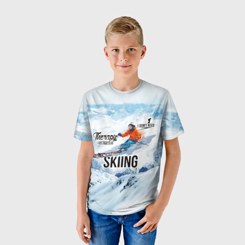 Детская футболка 3D Горные лыжи спуск, цвет 3D печать - фото 3
