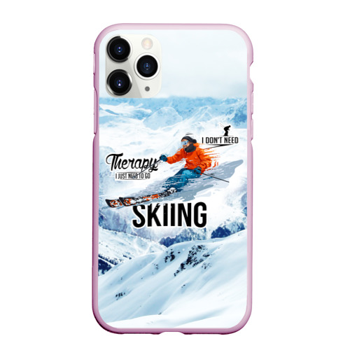 Чехол для iPhone 11 Pro матовый с принтом Горные лыжи спуск, вид спереди #2
