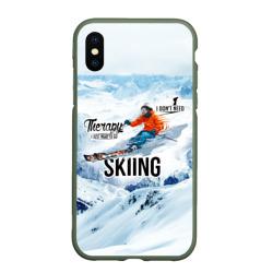 Чехол для iPhone XS Max матовый Горные лыжи спуск