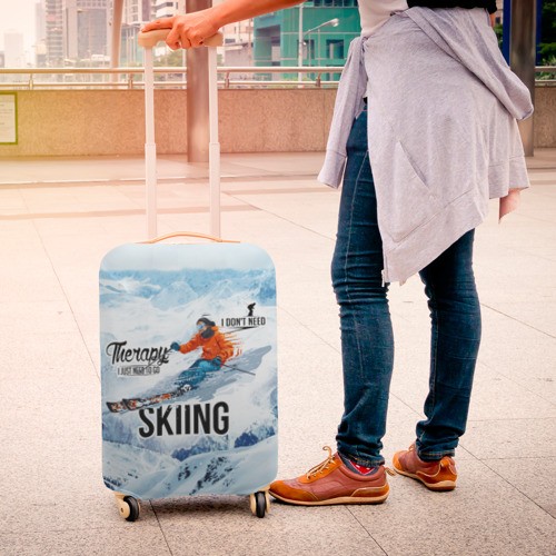 Чехол для чемодана 3D Горные лыжи спуск, цвет 3D печать - фото 4