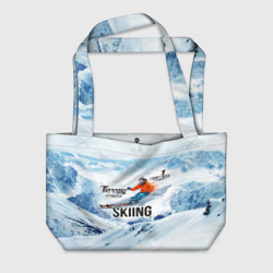 Пляжная сумка 3D Горные лыжи спуск