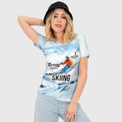 Женская футболка 3D Slim Горные лыжи спуск - фото 2