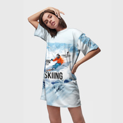 Платье-футболка 3D Горные лыжи спуск - фото 2