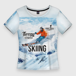 Женская футболка 3D Slim Горные лыжи спуск