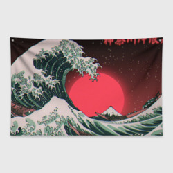 Флаг-баннер Японская волна в красном цвете