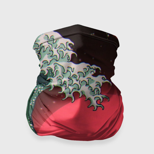 Бандана-труба 3D Японская волна в красном цвете, цвет 3D печать