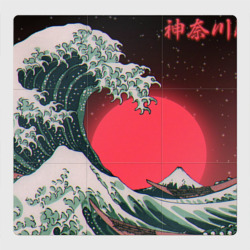 Магнитный плакат 3Х3 Японская волна в красном цвете