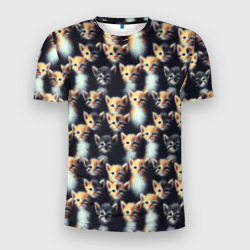 Мужская футболка 3D Slim Много милых маленьких котят