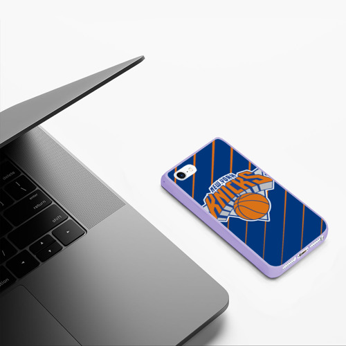 Чехол для iPhone 5/5S матовый Нью-Йорк Никс - НБА, цвет светло-сиреневый - фото 5
