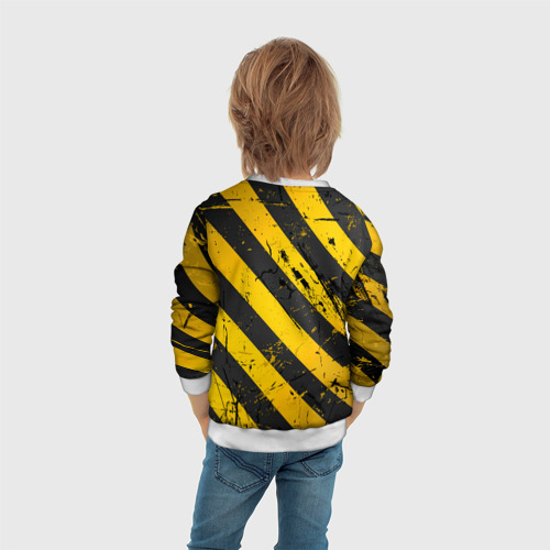 Детский свитшот 3D Warning - желто-черные полосы, цвет 3D печать - фото 6