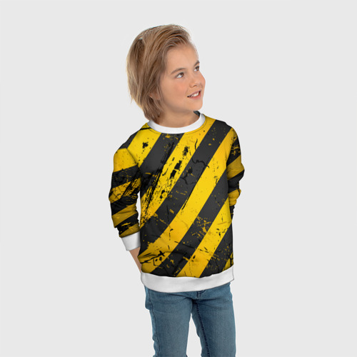 Детский свитшот 3D Warning - желто-черные полосы, цвет 3D печать - фото 5
