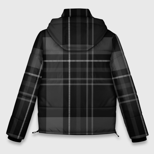 Мужская зимняя куртка 3D с принтом Темная клетка, вид сзади #1