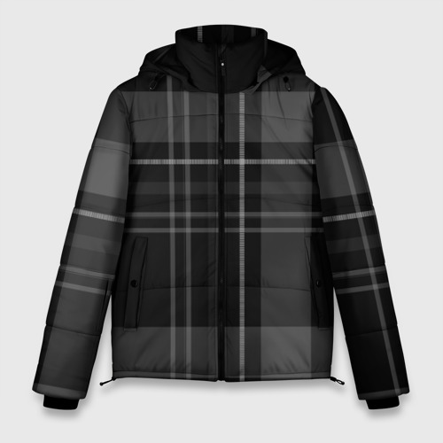 Мужская зимняя куртка 3D с принтом Темная клетка, вид спереди #2