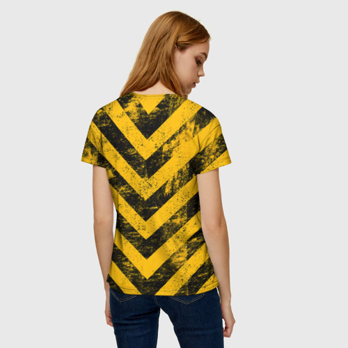 Женская футболка 3D Warning - желто-черные полосы, цвет 3D печать - фото 4