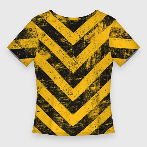 Женская футболка 3D Slim Warning - желто-черные полосы, цвет 3D печать - фото 2
